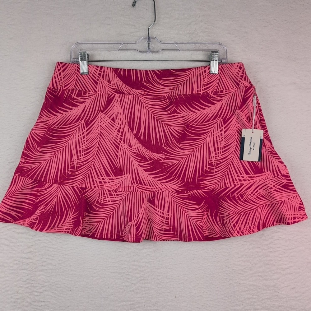 NWT Tommy Bahama Active Skort Women's XL Pink Palm Golf Pickleball‎ Flounce UPF